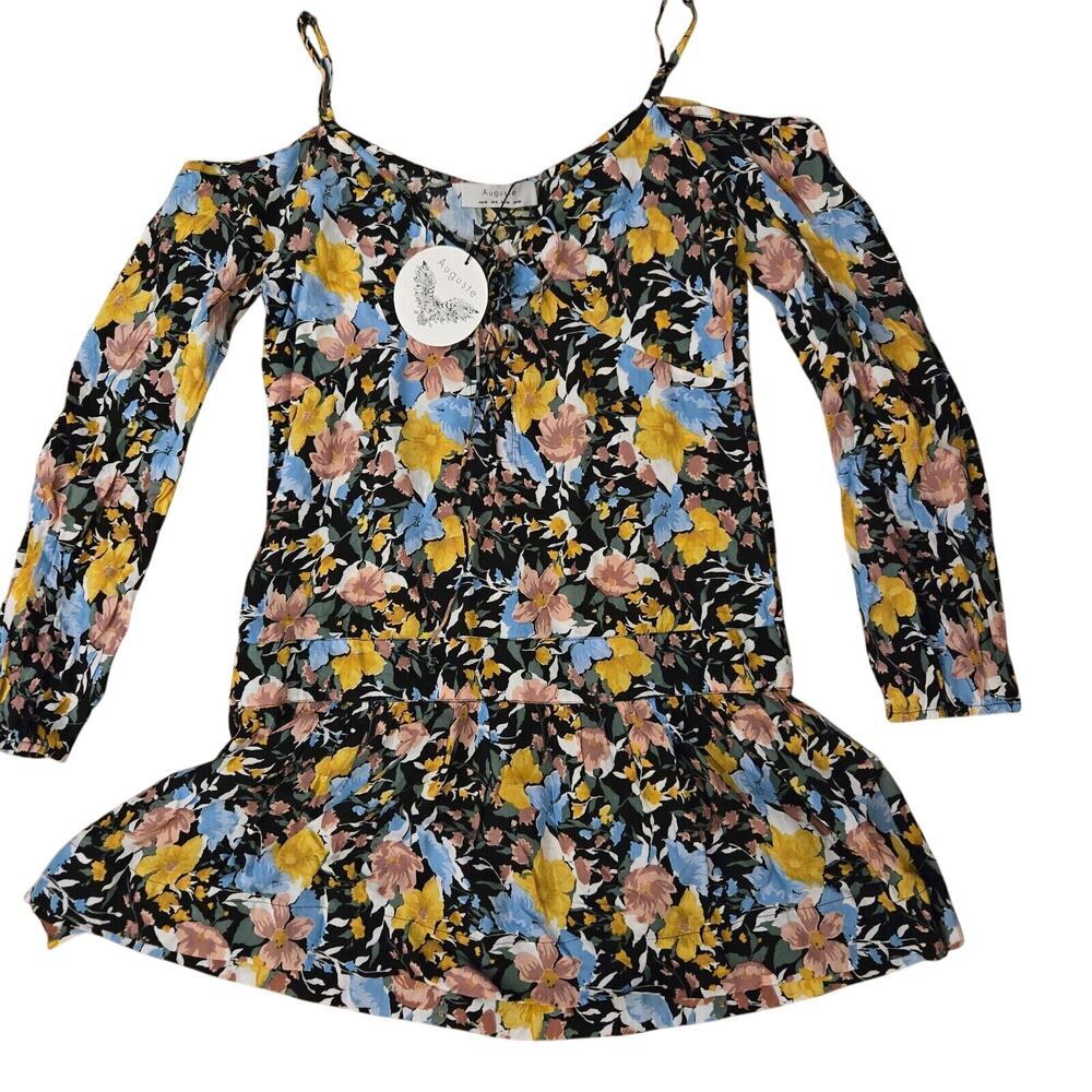 Auguste Floral Print Mini Dress Spring Fall Gypsy Sleeveโ Dress Size US6 NWT $98